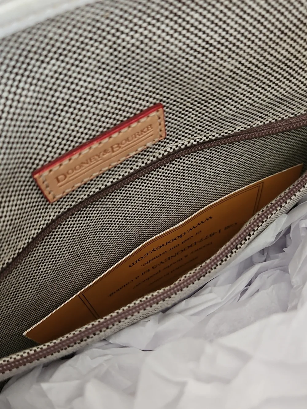 Dooney & Bourke White Pebble Leather Dillen Double Pocket Satchel